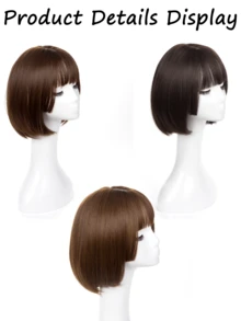 12 Inch Bobo Hairstyle Wig, Available In Different Brown Tones, With Bangs, Easily Creates Fashionable Short Hair Styles - Multicolor - View 4