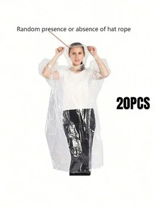 30件装一次性加厚雨衣，带防风帽，便携式防水雨披，适合旅行和户外活动 - 透明一次性旅行用品，酒店必备，户外必备，客房用品，沙滩旅行迷你装，生理期一次性用品，浴室配件，保暖用品，闺蜜节，小狗，嘉年华，派对装饰