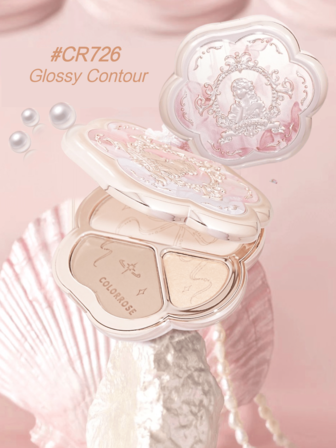 COLORROSE Matte Pearlescent Powder Contour Palette, Light, Smooth, Velety Texture ,With Mirror, Slimming Facial Nose, Natural Gradation, Bronzer Contour And Highlighter All-In-One Palette