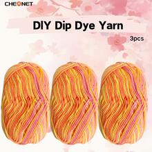 3 团柔软渐变色纱线，钩针和针织纱线，适合日常 DIY 钩针和针织毛衣、围巾、帽子、DIY 工艺品，50 克 * 3，适合初学者