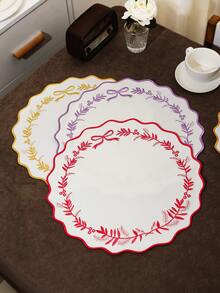 1-100pcs Embroidered Floral Fabric Placemats, Easy To Clean, Wipe-Able, Non-Slip, Suitable For Dining Table, Holiday, Wedding, Party Decoration, Applicable For Home, Restaurant, Dining Room Decor, Home Goods - Multicolor - View 2