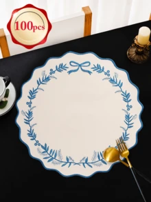 1-100pcs Embroidered Floral Fabric Placemats, Easy To Clean, Wipe-Able, Non-Slip, Suitable For Dining Table, Holiday, Wedding, Party Decoration, Applicable For Home, Restaurant, Dining Room Decor, Home Goods - Multicolor - View 20