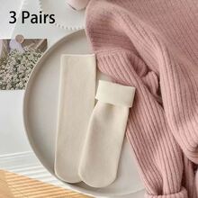 5 双新款秋冬成人保暖中筒地板袜毛绒加厚保暖男女通用纯色雪地靴（1/3/5 双） - 彩色 - 查看 17