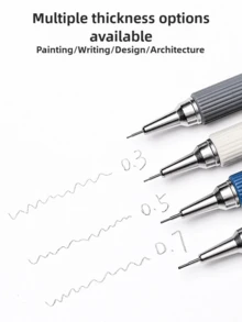 1pc 0.3mm/0.5mm/0.7mm/0.9mm Automatic Mechanical Pencil, Suitable For Drawing, Sketching, Art Students, Silver/Black Color, Refillable, High-Quality Design - Pencil - View 13