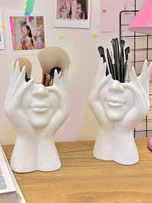 1pc Multi-Functional Creative Human Body Art Vase, Home Decor, Office Desk Organizer Pen Holder, Makeup Brush Holder Room Decor Flower Vase Glass Vase