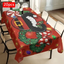1/20 Stücke Weihnachtstischdecke, interessantes und einzigartiges Muster Tischdecke, fröhliche Weihnachtsatmosphäre Dekoration, geeignet für Partydekorationen, Küche Esszimmertisch Zuhause, Heimdekoration, schafft eine komfortable und exquisite fröhliche Atmosphäre - Verschiedenfarbig - Übersicht 13