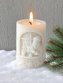 圣诞老人圆柱形硅胶模具套装，树脂浇铸模具，复古精致浮雕，适用于手工蜡烛制作、珠宝浇铸、DIY树脂工艺品、聚合物粘土、石膏、装饰品、圣诞礼物、家居装饰、圣诞装饰、房间装饰 - 白色 - 查看 4