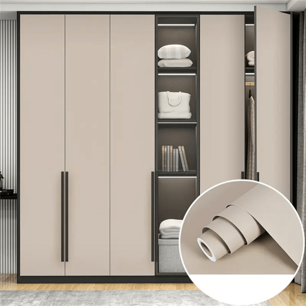1 Roll, Milk Tea Color Self-Adhesive Wallpaper, Home Decor Sticker, Bedroom Furniture Renovation DIY Transformation Wall Sticker, Easy To Remove, Waterproof And Oil-Resistant PVC Wallpaper, Suitable For Home Decor, Room Decoration Vinyl Wallpaper Roll Wall Paper Wall Stickers Wall Decor Wallpaper Peel And Stick