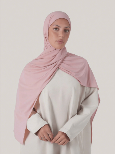 1pc Women's Simple Classic Solid Color Elegant Casual Edged Jersey Hijabs Scarf, Long Scarf Style Turban, Suitable For Daily Life, Outings And Gatherings