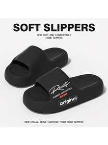 1 par de chanclas unisex, deslizantes para deportes al aire libre, resistentes al desgaste, transpirables, suaves y elásticas, sandalias de playa refrescantes, estilo para parejas, adecuadas para vacaciones (compre una talla talla grande grande para mayor comodidad) - Negro - Ver 3