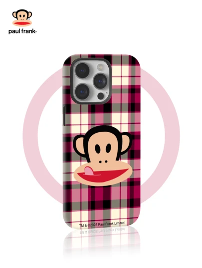  Paul Frank Licensed Dual-Layer Protective Phone Case, Monkey Face Full Body Anti-Fall Camera Protection, New Design Compatible With IPhone 13/14/15/16 Pro Max