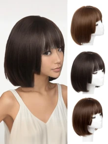 12 Inch Bobo Hairstyle Wig, Available In Different Brown Tones, With Bangs, Easily Creates Fashionable Short Hair Styles - Multicolor - View 1
