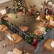 1/20pcs Christmas Tablecloth, Berry And Snowflake Pattern Print Design, Washable, Suitable For Home Kitchen, Restaurant, Party, Holiday Table Decoration, Banquet, Christmas Gift - Multicolor - View 9