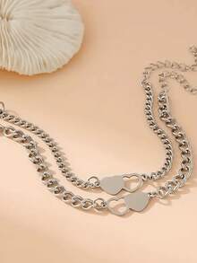 1pc Customized Stainless Steel Hollow Double Love Bracelet, Suitable For Couples, Valentine's Day And Anniversary, Can Customize Names, Birthdays, Exquisite Gift Bracelet, Christmas Gift, Halloween Gift