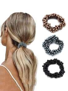 3件套深棕色和棕色全珠饰仿珍珠发圈，精致仿珍珠发箍，女士发饰，秋季、旅行、美发工具、女士配饰、发饰、秋季、发饰、女士发饰、旅行、发饰、用品、美容配饰、礼物、旅行、女士礼物、发饰、女士圣诞袜填充物、圣诞礼物、圣诞袜填充物、女士礼物、礼物、圣诞礼物、成人圣诞袜填充物、成人圣诞袜填充物、发饰、女士配饰、圣诞袜填充物、成人发饰、圣诞发饰、女士礼物创意、美容圣诞袜填充物、女士圣诞礼物、头饰、发圈、橡皮筋 - 黑色 - 查看 4