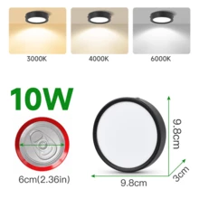 CANMEIJIA 1 件黑色铝制 LED 嵌入式吸顶灯，室内表面安装筒灯，聚光灯，AC185-265V，3 种色温模式（暖白、自然白、冷白），小巧尺寸，高输出，适用于卧室、客厅、厨房、浴室、购物中心 - 黑色明裝筒燈 - 查看 19
