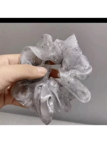 1/2/4pcs Hair Scrunchies, Women Rhinestone Mesh Hair Ties, Simple Ponytail & Bun Holders ,Scrunchy Head Accessories
