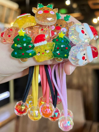 5pcs/1pc Santa Claus, Reindeer, Colorful, Star, Christmas Tree Hair Scrunchies, Elastic Hair Ties, Cute Christmas Hair Accessories, High Elasticity, Ponytail Holders, For Daily Use ,Hair Elastics ,Hair Rubber Bands ,Hair Rope