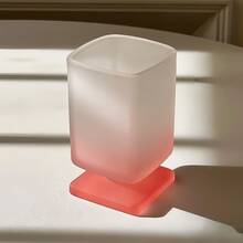 1 pieza Taza de vidrio rosa degradado, vaso de tallo cuadrado, taza blanca esmerilada con degradado, adecuada para vino, bebida, agua, café, taza de vidrio moderna para el hogar, bar, restaurante - Multicolor - Ver 6