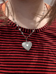 1 chiếc vòng cổ mặt trái tim vĩnh cửu phong cách Harajuku Gothic ngọt ngào, phù hợp cho phụ nữ, trẻ em gái, phụ kiện trang sức Punk cổ điển Y2K, quà tặng cho ngày lễ tình nhân, ngày của mẹ - Bạc - Xem 6