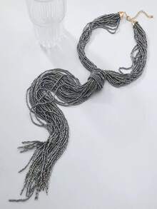 New Bohemian Style Multi-Layer Handmade Beaded Braided Rope Tassel Necklace, Gift For Holidays, Birthday, Back To School, New Year, Valentine's Day, Mother's Day, Teacher's Day, Wedding, Music Festival, Graduation