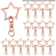 20/40/70个金属弹簧扣钥匙扣，4色旋转钩钥匙圈，带链条和开口环，适用于DIY工艺品、包包装饰、钥匙扣配件