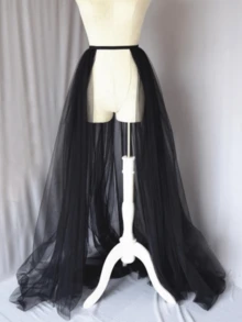 1pc Women's Bridal Wedding Dress Accessory Long Trailing Tulle Skirt, High Waist Elegant Stage Performance Model Runway Maxi Dress