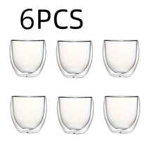 Conjunto Copos Café Parede Dupla Sem Alça 100ml borossilicato - Transpartente 6 unidades - Visão 4
