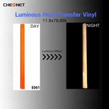 CHEONET 夜光热转印乙烯基卷材 - 30x30厘米，30x100厘米，适用于T恤、DIY服装、热压印花、工艺材料