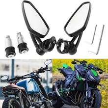 2pcs Motorcycle Bar End Mirrors - 7/8" (22mm),Made Of  High Quality Aluminum,Which Are More Secure Than Ordinary Mirrors,High-Definition Glass Is Soft And Not Dazzling,Easy To Install,360 Degree Free Adjustment Flexible Adjustment ,For Suzuki,  For H-Onda,  For Kawasaki,  For Y-Amaha, Etc(Black) - 黑與白 - 查看 8