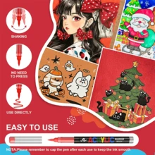 GuangNa 288色丙烯颜料马克笔，软毛笔头，水性墨水，自动上墨系统，无异味，防水，速干，适用于岩石彩绘、画布、木材、鸡蛋和DIY工艺品。 - 彩色 - 查看 4