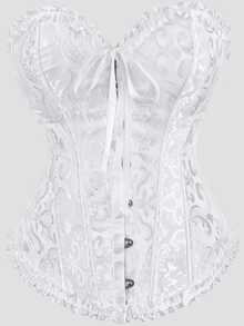 女士复古提花胸衣上衣，塑形紧身胸衣式性感抹胸露脐上衣，适合派对、万圣节、节日和其他场合