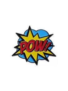 1pc Explosion POW Brooch, Cartoon Funny Metal Badge, Creative Backpack Decor Pin Suitable For Men And Women Everyday Wear