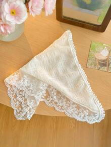 1件装【法式蕾丝头巾】纯色法式甜美蕾丝三角头巾，带可转换腰带 | 女士，适合四季各种场合 | 渐变蕾丝帘，春夏头巾装饰，蕾丝腰带（头巾和腰带两用，适合腰围约66厘米） - 彩色 - 查看 13