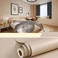 1 Roll, Milk Tea Color Self-Adhesive Wallpaper, Home Decor Sticker, Bedroom Furniture Renovation DIY Transformation Wall Sticker, Easy To Remove, Waterproof And Oil-Resistant PVC Wallpaper, Suitable For Home Decor, Room Decoration Vinyl Wallpaper Roll Wall Paper Wall Stickers Wall Decor Wallpaper Peel And Stick - Multicolor - View 11