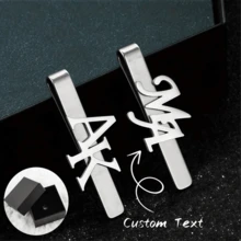 1pc Stainless Steel Tie Clip, Personalized Initial Tie Clip, Unique Men's Accessories, Perfect For Husband Wedding And Best For Man Gifts, Best Graduation Gifts, Father's Day Gifts,Christmas Present. - Multicolor - View 1