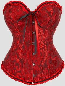 女士复古提花胸衣上衣，塑形紧身胸衣式性感抹胸露脐上衣，适合派对、万圣节、节日和其他场合