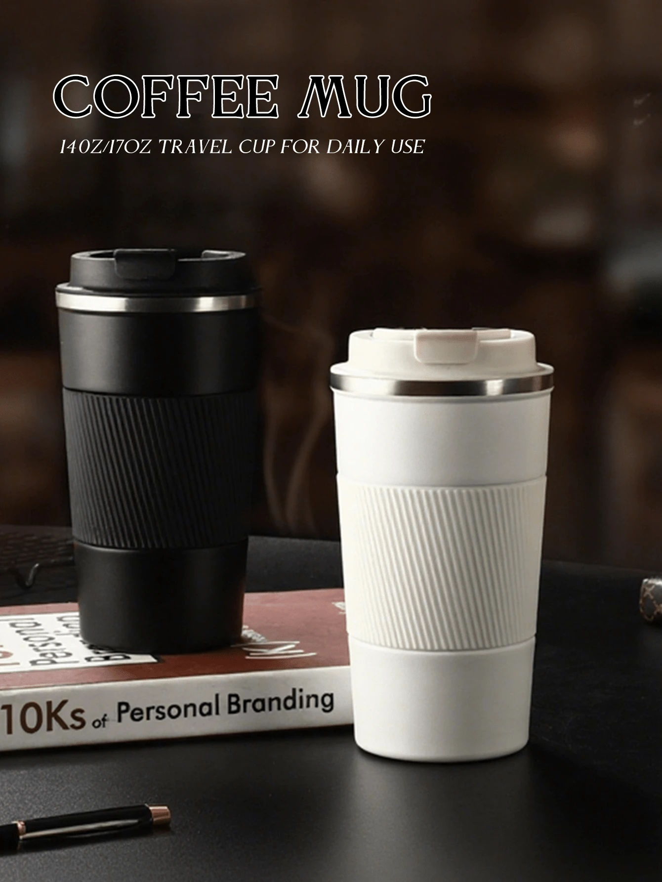 510ml Stainless Steel Vacuum Insulated Travel Mug, Double Wall Anti-Slip Coffee Tumbler With Leak-Proof Lid, Portable Office School Car Cup, Long-Lasting Hot & Cold Drink Flask, Multi-Color Reusable Water Bottle For Home, Outdoor, Commuting - Multicolor - View 1