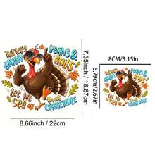 1/2/3pcs Thanksgiving Turkey Wearing Glasses Iron-On Heat Transfer Stickers - Maple Leaf & Letter Pattern Vinyl Decals For DIY T-Shirts, Jeans, Masks, Backpacks - Festive Fall Decor, Mixed Colors, Thanksgiving Decorations, Holiday Clothing Decals, Playful Design, Vibrant Color Quality