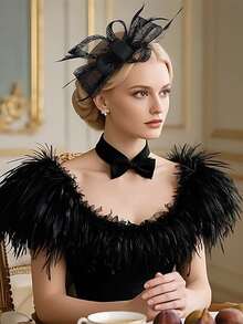 1 Piece Feather Mesh Flower Fascinator With Headband And Clip Wedding Tea Party Kentucky Derby Fascinator Hats, Tiny Hats, Mini Fascinator, Mini Top Hat , Mini Cap, Gifts