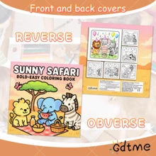 كتاب تلوين رحلة الحيوانات المشمسة - طبعة فنية سميكة ذات طبقة لؤلؤية جديدة لعام 2025، 24 صفحة، تصميم فني بسيط ونظيف لتخفيف التوتر، مقاس 7.87*7.87 بوصة، مناسب كهدية صغيرة رقيقة لمناسبات عيد الميلاد والعام الجديد والهالوين