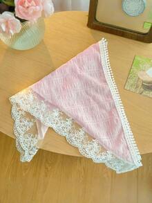 1件装【法式蕾丝头巾】纯色法式甜美蕾丝三角头巾，带可转换腰带 | 女士，适合四季各种场合 | 渐变蕾丝帘，春夏头巾装饰，蕾丝腰带（头巾和腰带两用，适合腰围约66厘米） - 彩色 - 查看 9