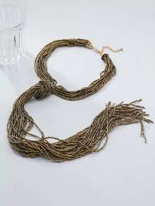 New Bohemian Style Multi-Layer Handmade Beaded Braided Rope Tassel Necklace, Gift For Holidays, Birthday, Back To School, New Year, Valentine's Day, Mother's Day, Teacher's Day, Wedding, Music Festival, Graduation