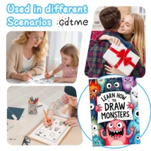 GDTME كتاب تلوين سميك A4 ذو صفحات لؤلؤية "تعلم كيفية رسم وحوش صغيرة"، صفحات نظيفة لا تنزف، كتاب تلوين للبالغين والأطفال لتخفيف التوتر، كتاب رسم وتتبع إبداعي، هدية مثالية لعيد الهالوين والكريسماس ورأس السنة للأطفال والأصدقاء (غلاف صلب)