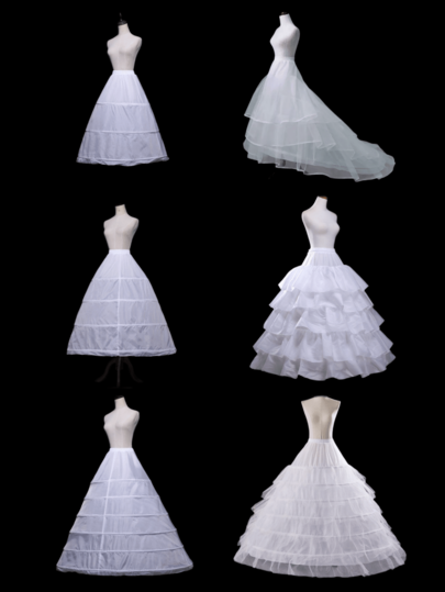 1 Stück Damen Weiß 3-5 Lagen Stahl Reifrock Braut Hochzeit Unterrock, 4 Reifen 5 Volants Reifrock, 6 Reifen 6 Tüll Reifrock, geeignet für Hochzeit, Party, Aufführung, Cosplay, Tanz Halloween