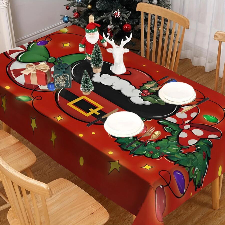 1/20 Stücke Weihnachtstischdecke, interessantes und einzigartiges Muster Tischdecke, fröhliche Weihnachtsatmosphäre Dekoration, geeignet für Partydekorationen, Küche Esszimmertisch Zuhause, Heimdekoration, schafft eine komfortable und exquisite fröhliche Atmosphäre - Verschiedenfarbig - Übersicht 1