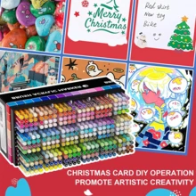 GuangNa 288色丙烯颜料马克笔，软毛笔头，水性墨水，自动上墨系统，无异味，防水，速干，适用于岩石彩绘、画布、木材、鸡蛋和DIY工艺品。 - 彩色 - 查看 3