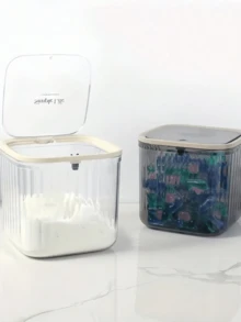 [Contenitore per perle per il bucato con coperchio] Contenitore per perle per il bucato in materiale PET, senza profumo, impilabile, con coperchio a pressione, per accessori da bagno e dispensatore di prodotti per la cura personale