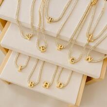 Riviera Choker Necklace Initial Letter Elegant Letters 18K Gold Plated - Gold - View 5