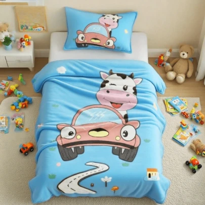 Nueva manta de franela para niños con diseño de dibujos animados: suave para la piel, abrigadora, ideal como manta para niños, manta para siestas en guardería y usable durante las cuatro estaciones